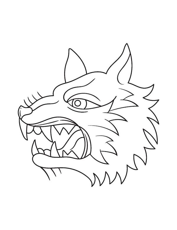 The head of wolf coloring page