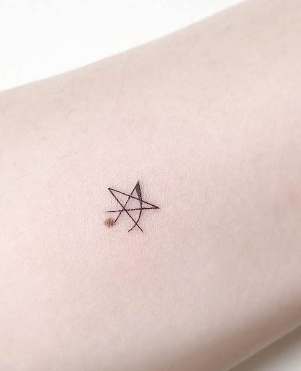 Tiny pentagram star tattoo by @playground_tat2