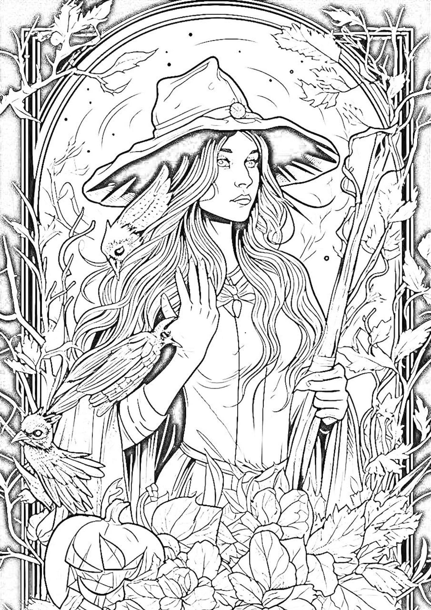 37 Captivating Witch Coloring Pages For Kids and Adults