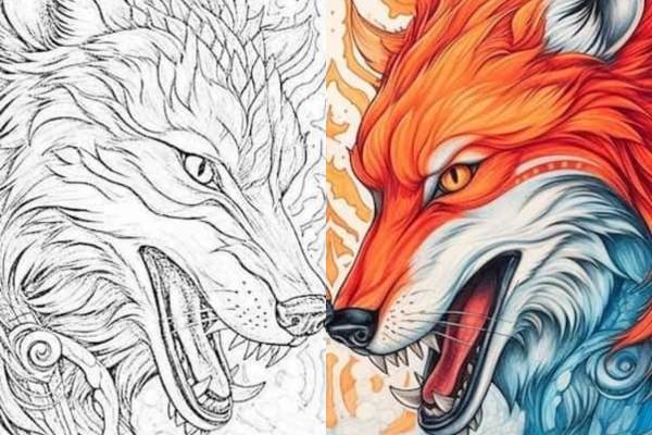 Wolf Coloring Book for Kids Ages 8-12: The Perfect Art Book For Kids with a  Girly Wolf Theme. The cover contains wolf coloring pages and fun paint   For Markers, Painting, and