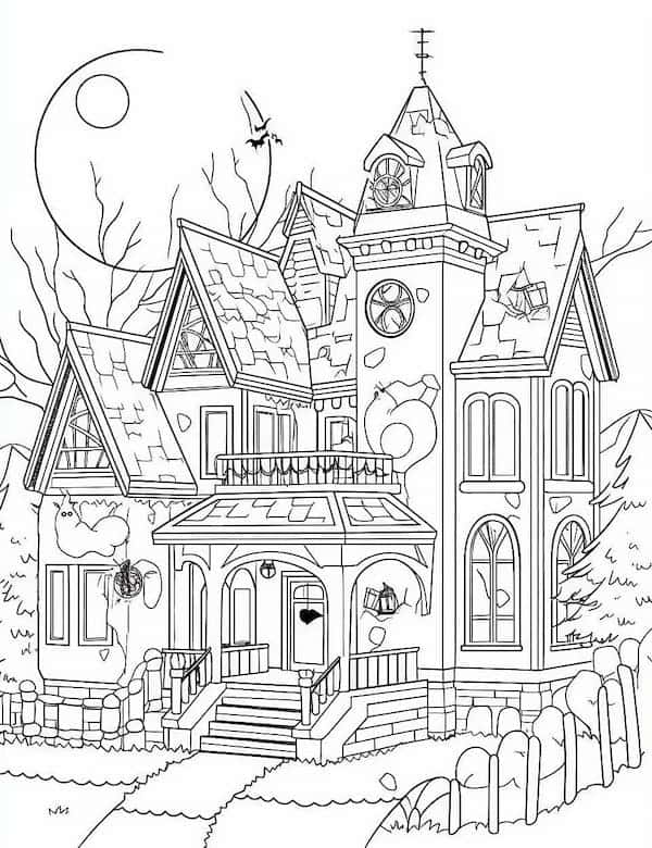 14+ Coloring Haunted House