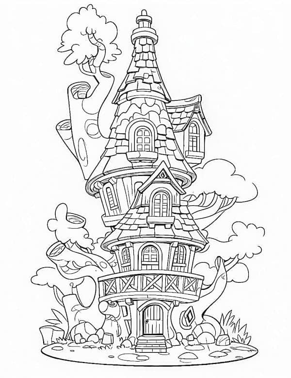 Tower house in Halloween