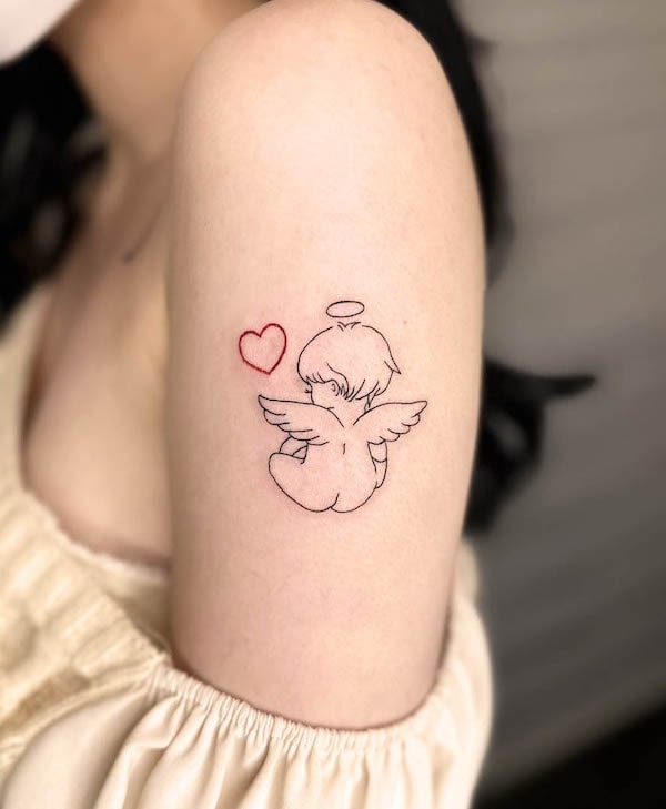 baby angel tattoo sleeve