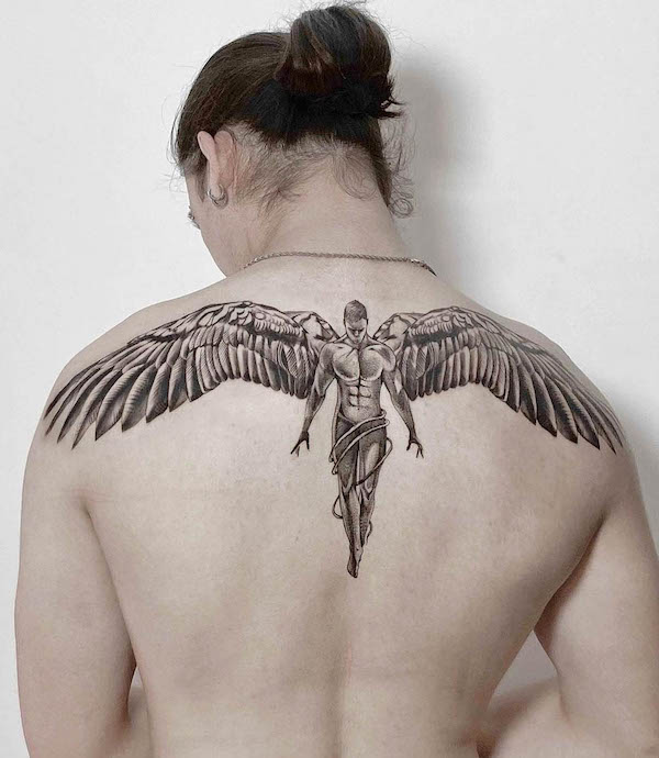 angel wing tattoos on back of neck  Styletic