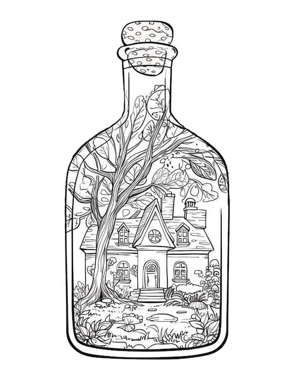 Autumn house in a bottle