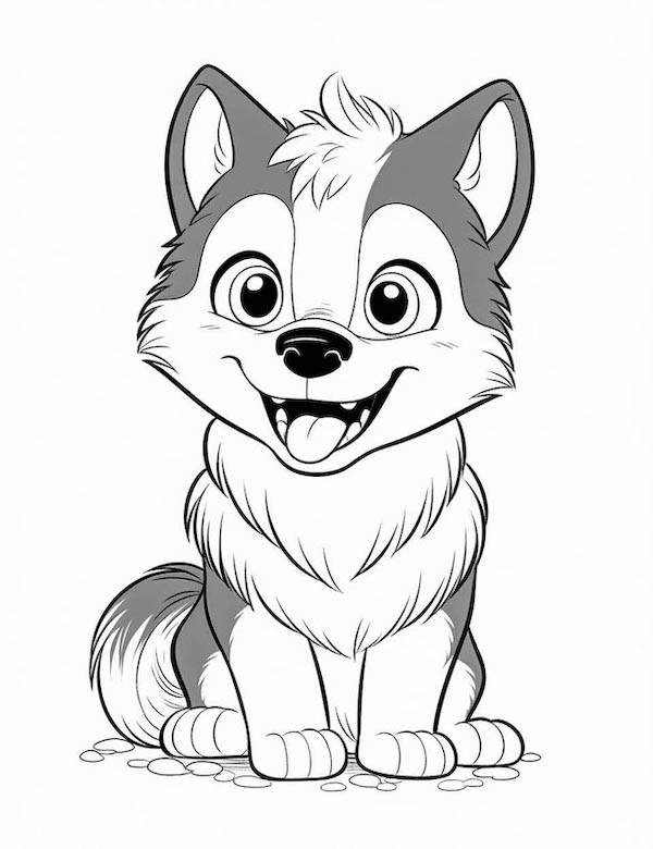 Baby husky coloring page