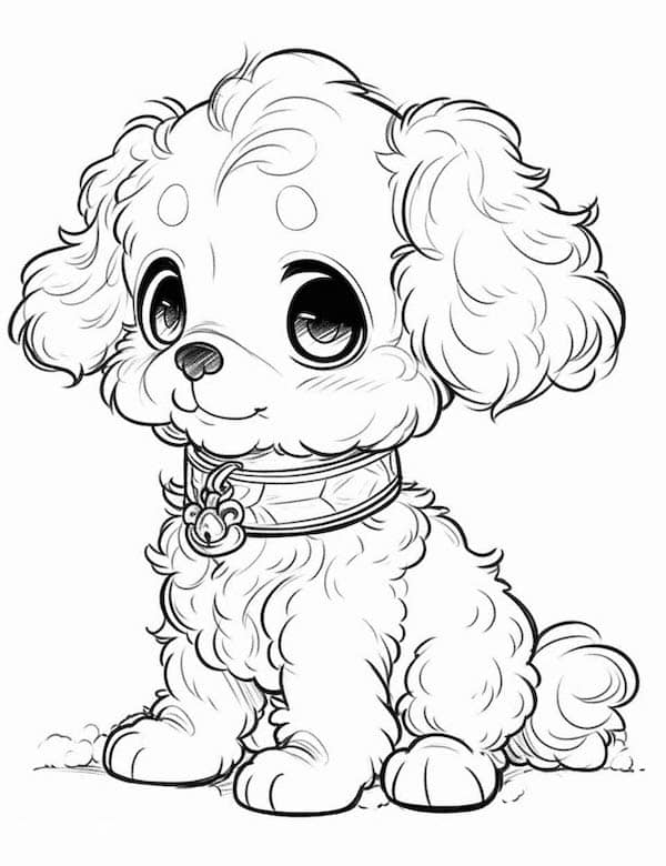 Cute baby poodle coloring page