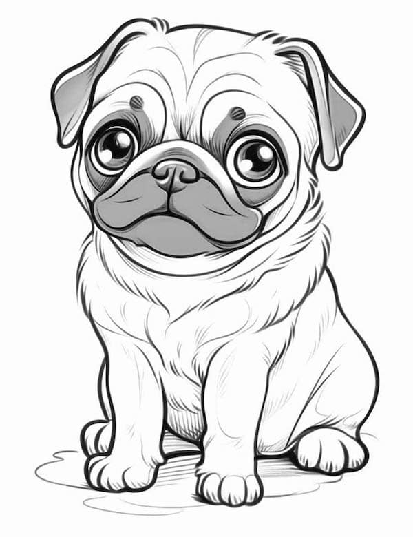 Cute baby pug coloring page