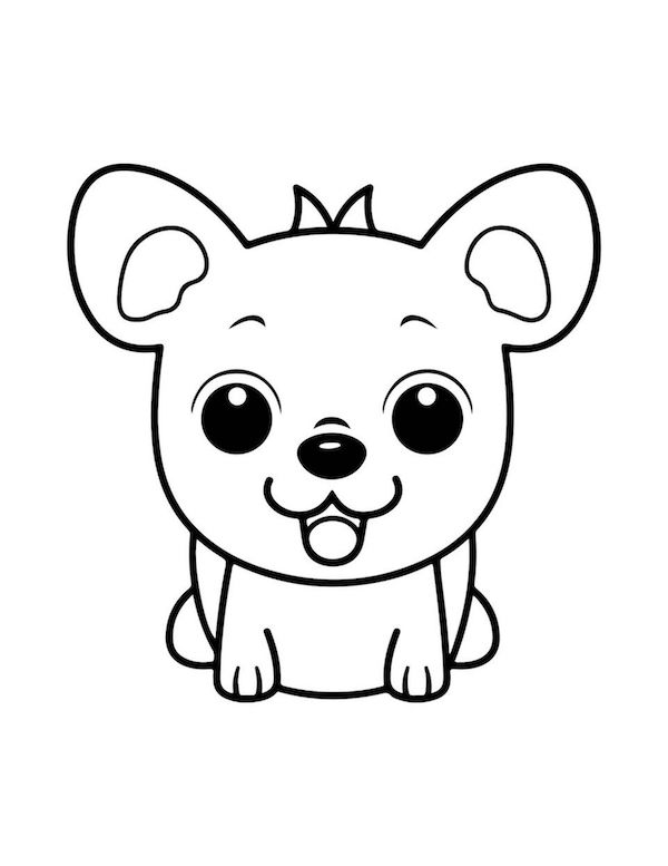 Cute cartoon puppy dog coloring page