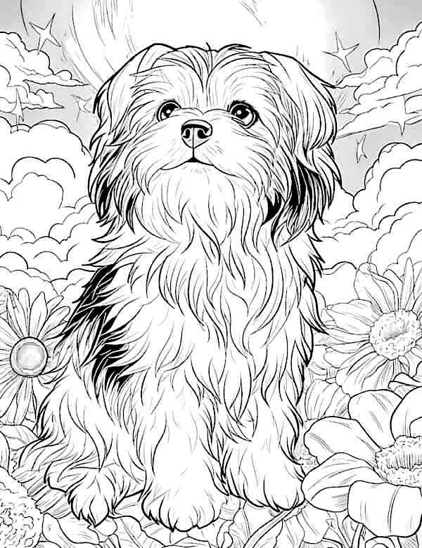 Cute dog coloring page