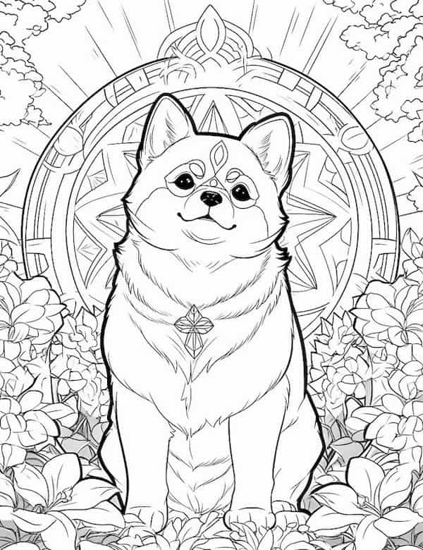 Cute husky coloring page