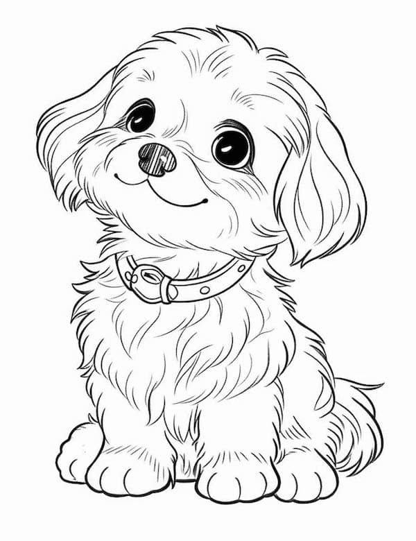 Cute smiley puppy coloring page