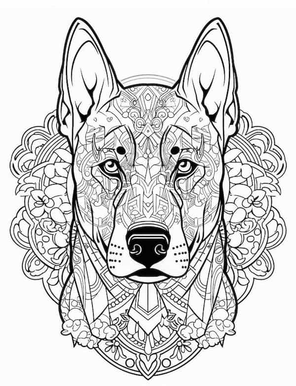 Dobermann mandala coloring page