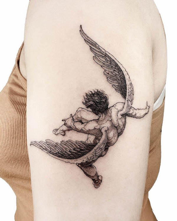 Large Arm Sleeve Tattoo Angel Wings Pigeon Jesus Waterproof Temporary  Sticker | eBay