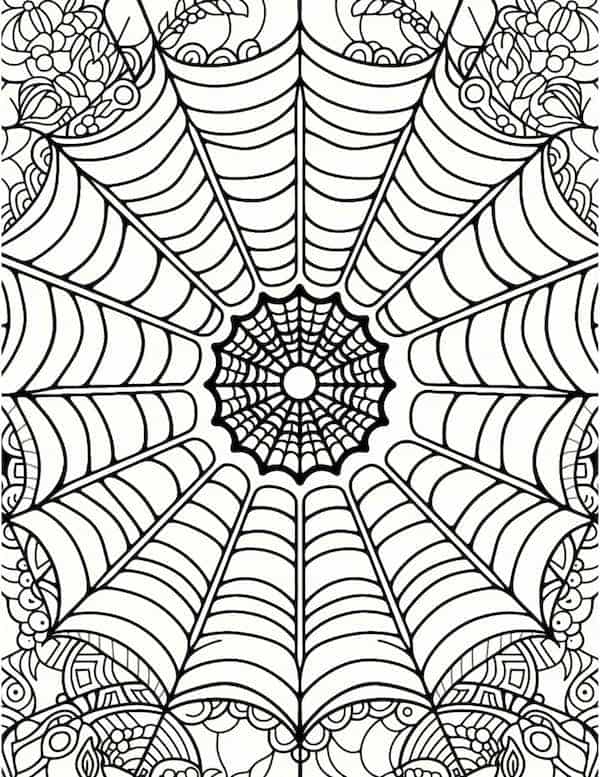 Mandala spider web fall coloring page