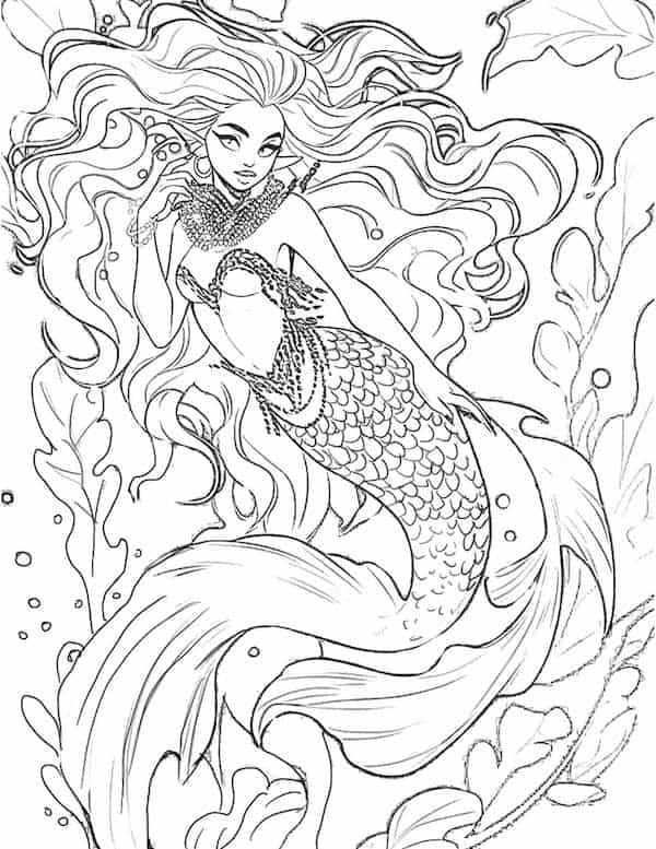 Mermaid fairy coloring page