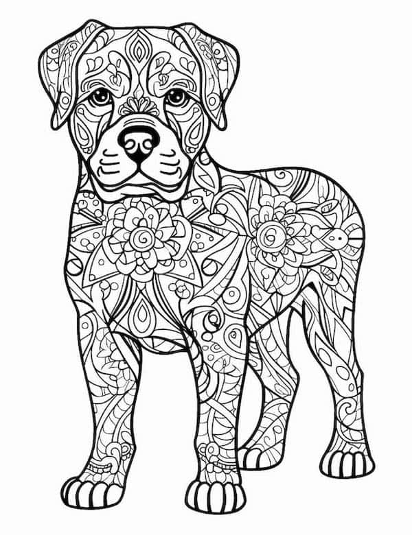 Puppy mandala coloring page