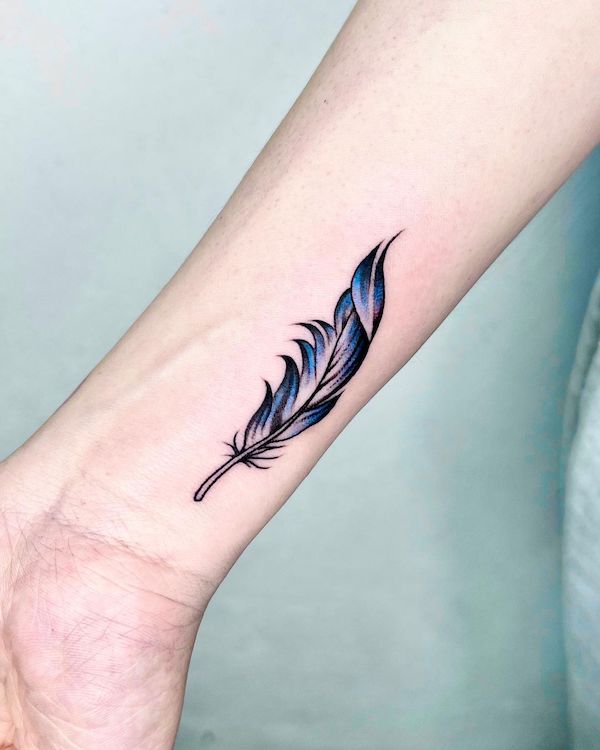 101 Amazing Feather Tattoo Designs You Need To See  Outsons  Mens  Fashion Tips And Style Guide   Purple tattoos Feather tattoo design Feather  tattoo for men