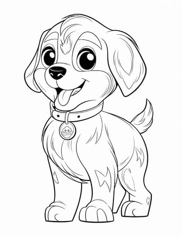 Simple happy puppy coloring page