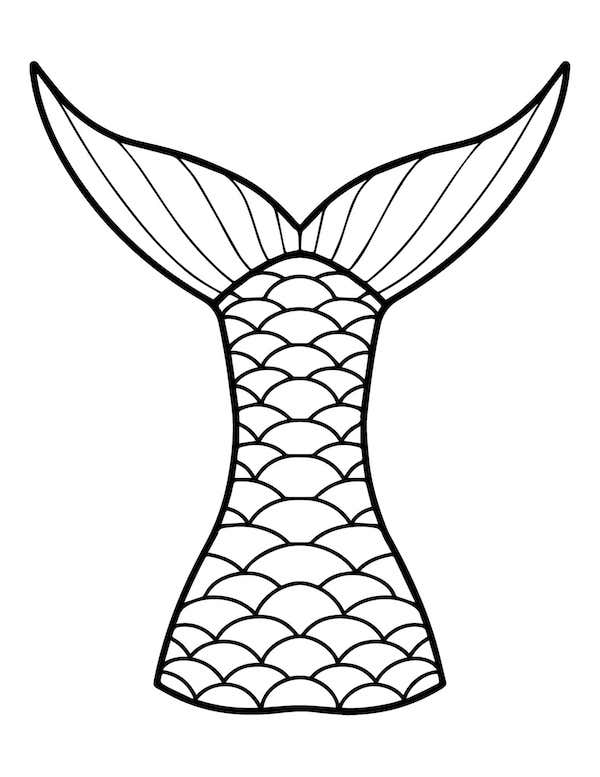Simple mermaid tail coloring page