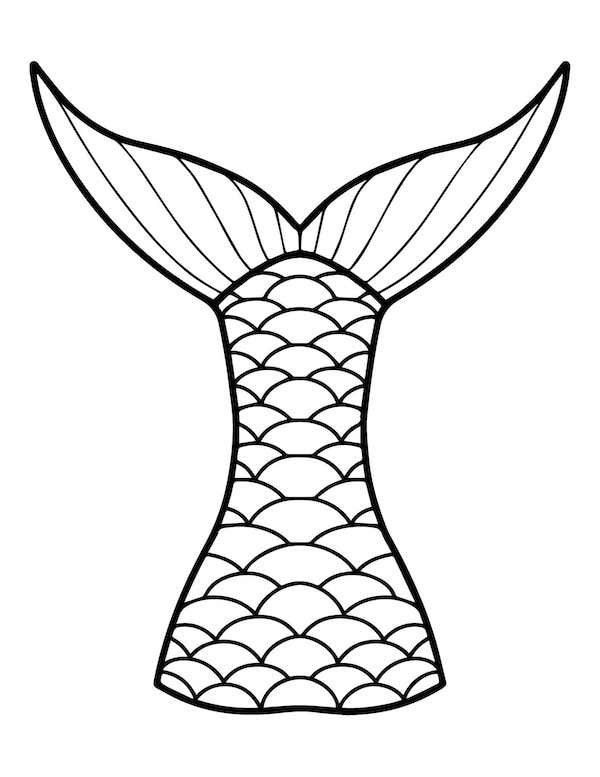 Simple mermaid tail coloring page
