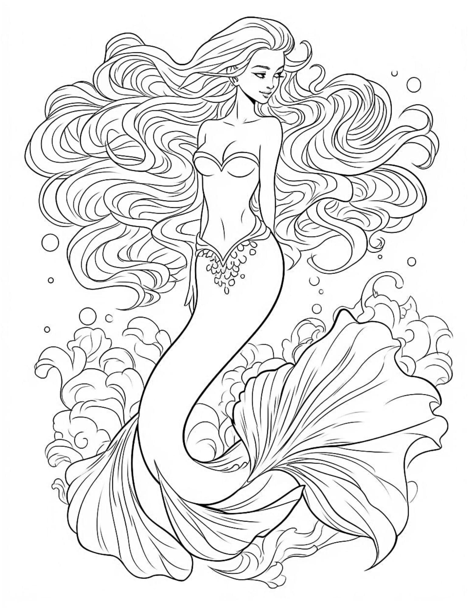 43 Mermaid Coloring Pages For Kids And Adults - Our Mindful Life