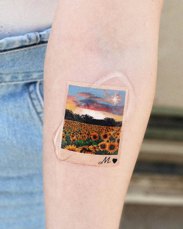Sunflower field tattoo by @tattooist_mul