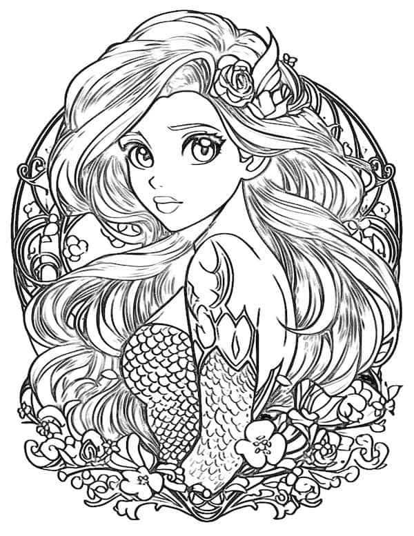 The Little Mermaid coloring page for adults