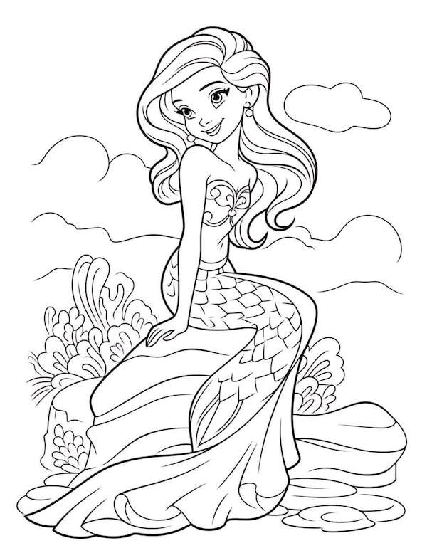 The Little Mermaid coloring page for kids