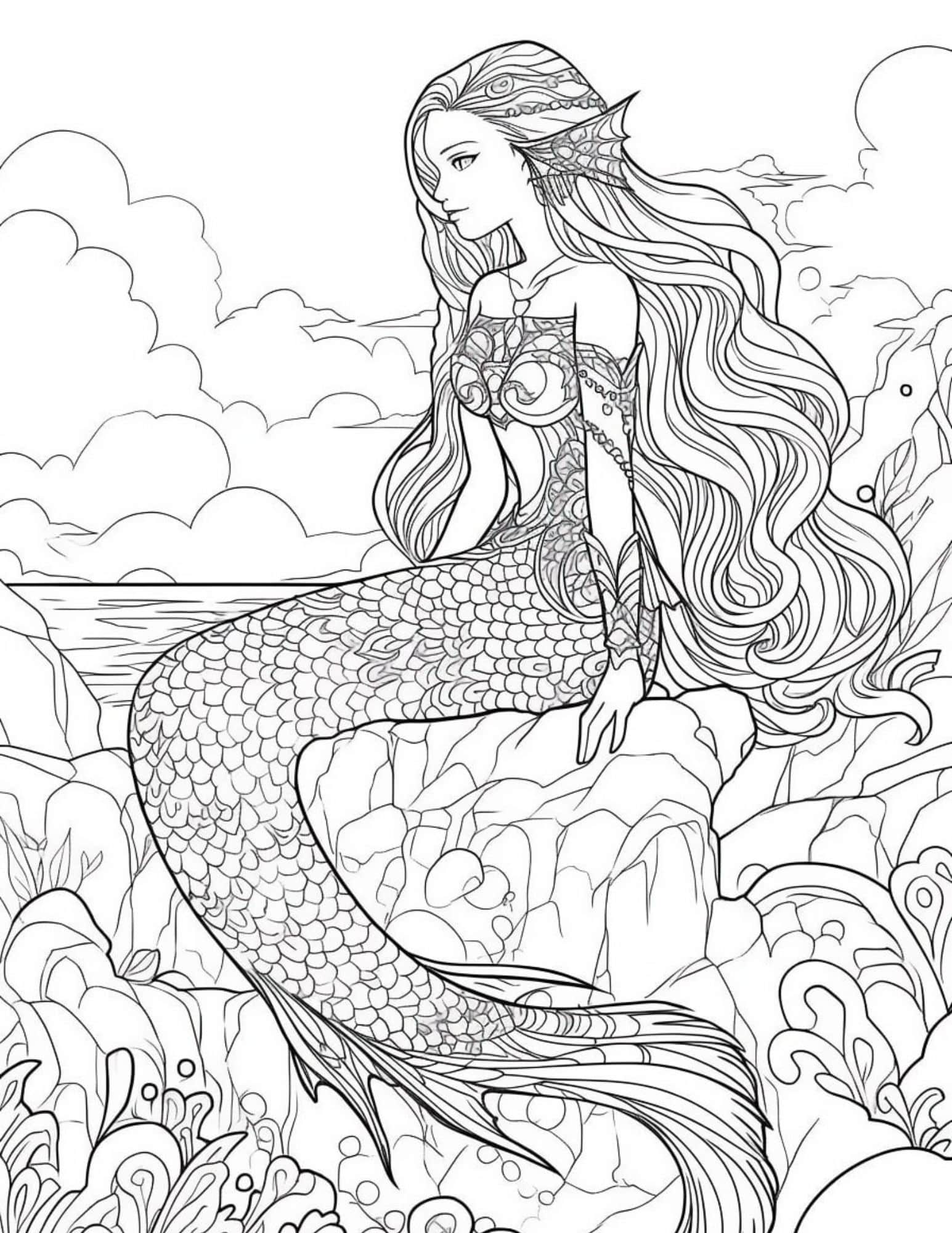 Coloring pages for girls, Mermaid coloring pages, Coloring pages