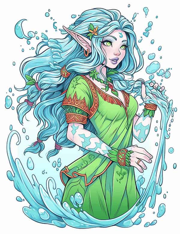 Aquarius elf colored coloring page