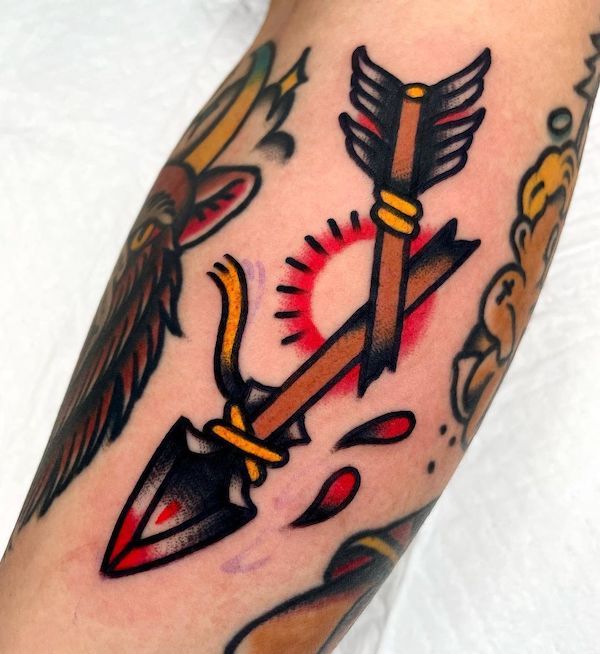 Broken arrow traditional tattoo by @alin_tattooer