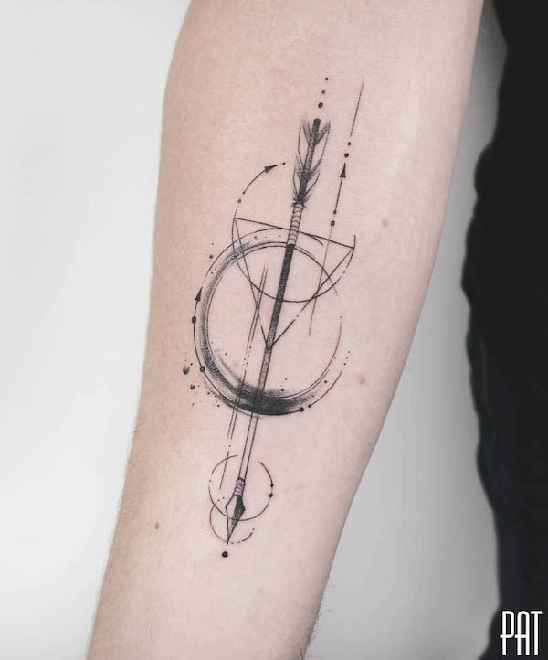 Geometric arrow tattoo by @patricetattoo