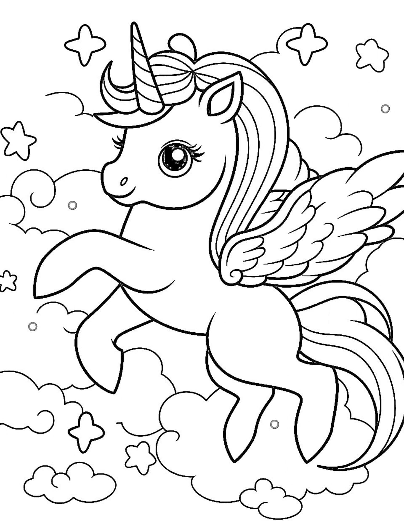 Flying Unicorn Coloring Page Free
