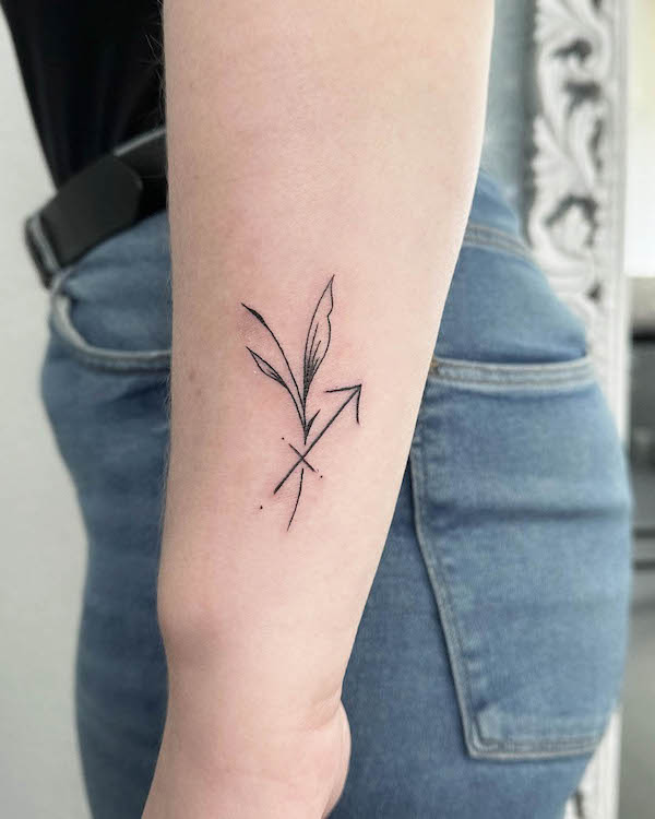 Simple Sagittarius arrow tattoo by @ronjalee7ink