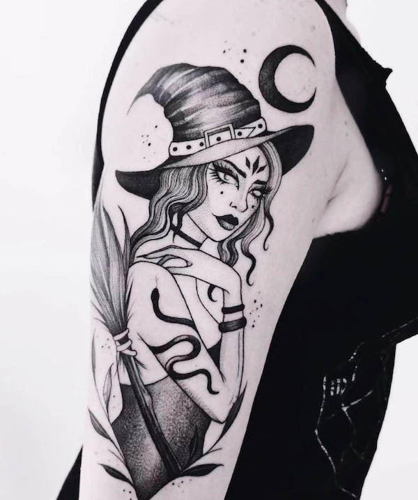 Witch sleeve tattoo by @tattooastrid