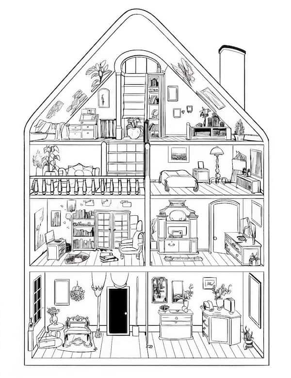 Barbie dream house coloring page