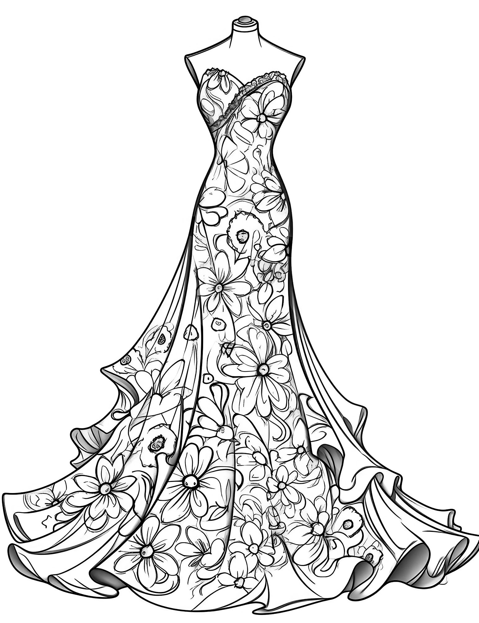 49 Stunning Dress Coloring Pages For Kids And Adults - Our Mindful Life