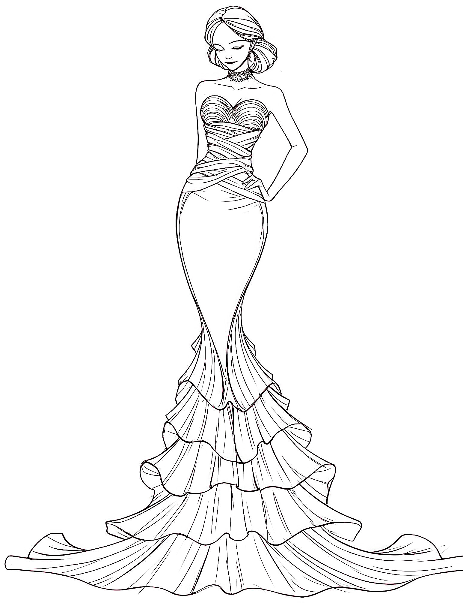 Wedding Dress coloring page | Free Printable Coloring Pages