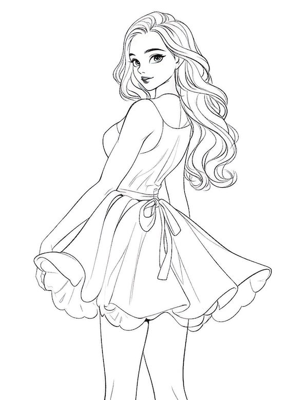Cute Barbie coloring page