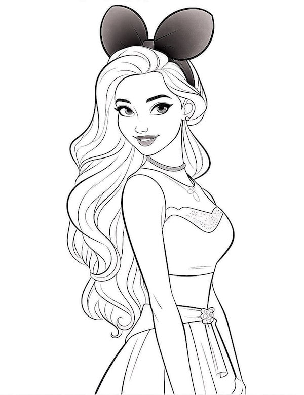 Cute Disney Barbie coloring page for kids