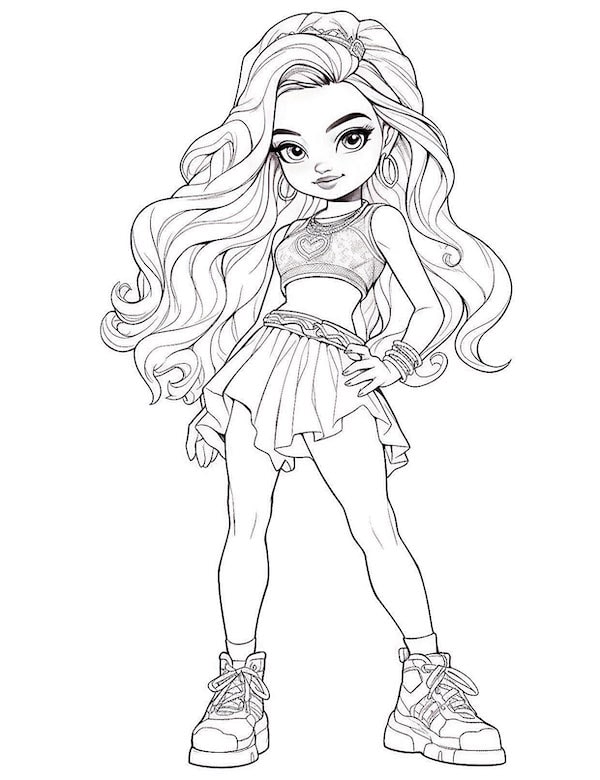 Cute little Barbie coloring page for kids