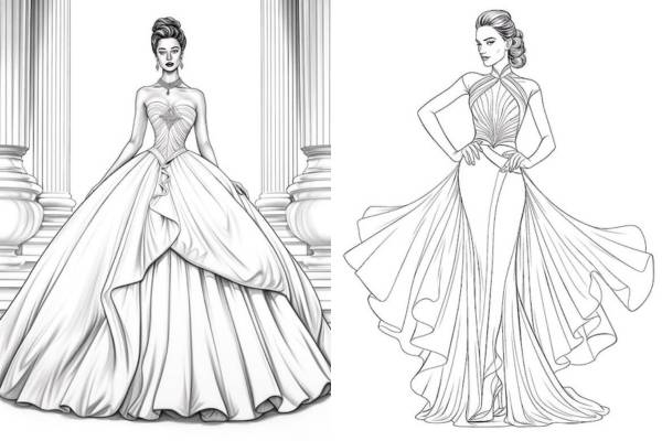 Printable Prom Dress Coloring Page