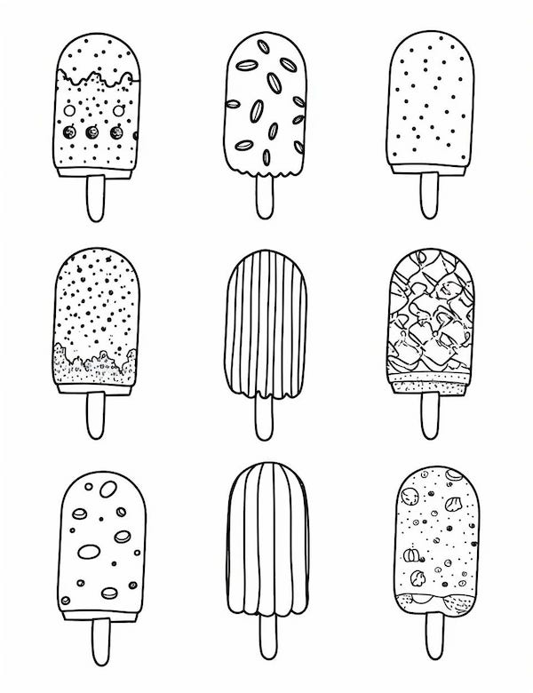 Easy popsicle coloring page for kids