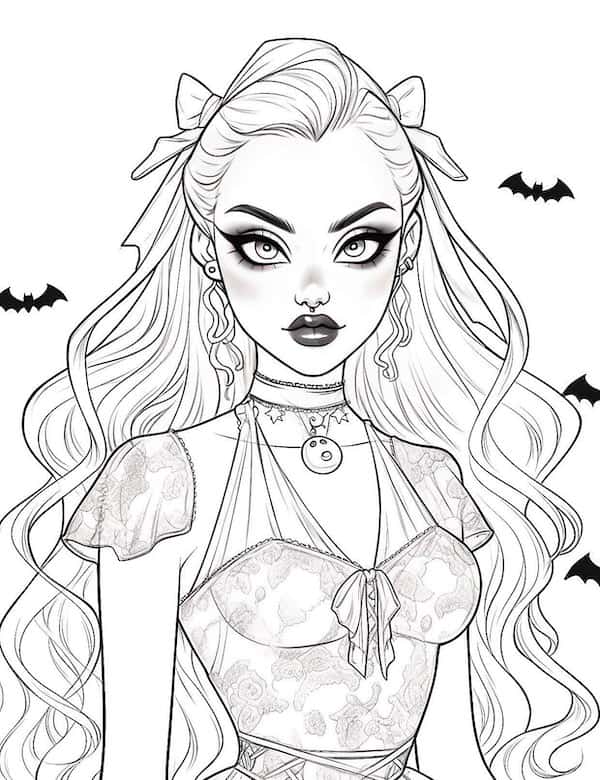 Halloween Barbie coloring page
