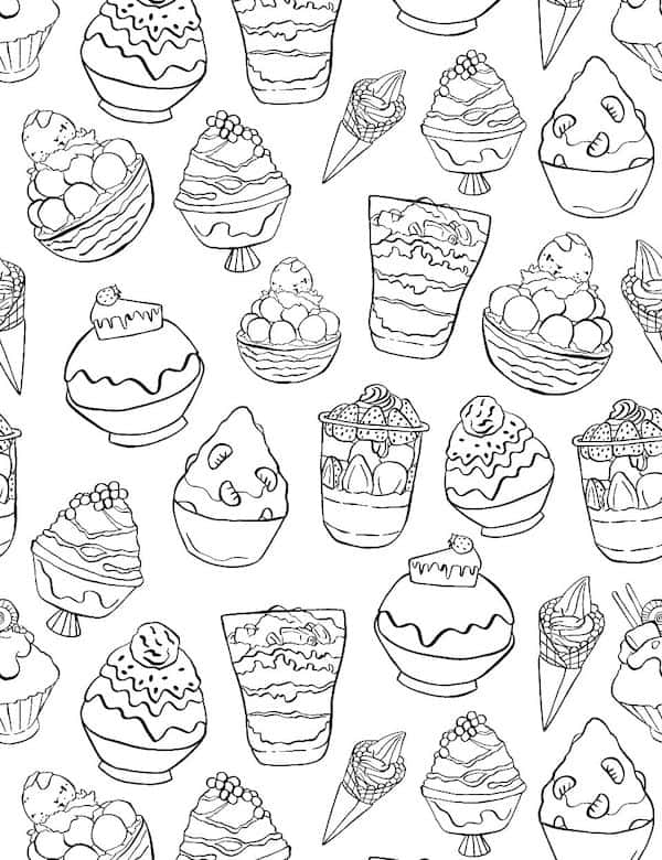 Ice cream wallpaper coloring page