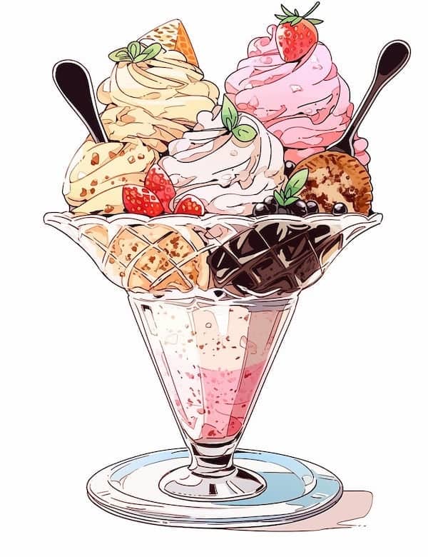 Realistic parfait coloring page colored