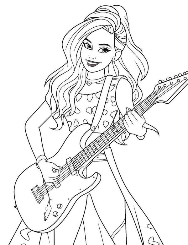 Rockstar Barbie playing guitar