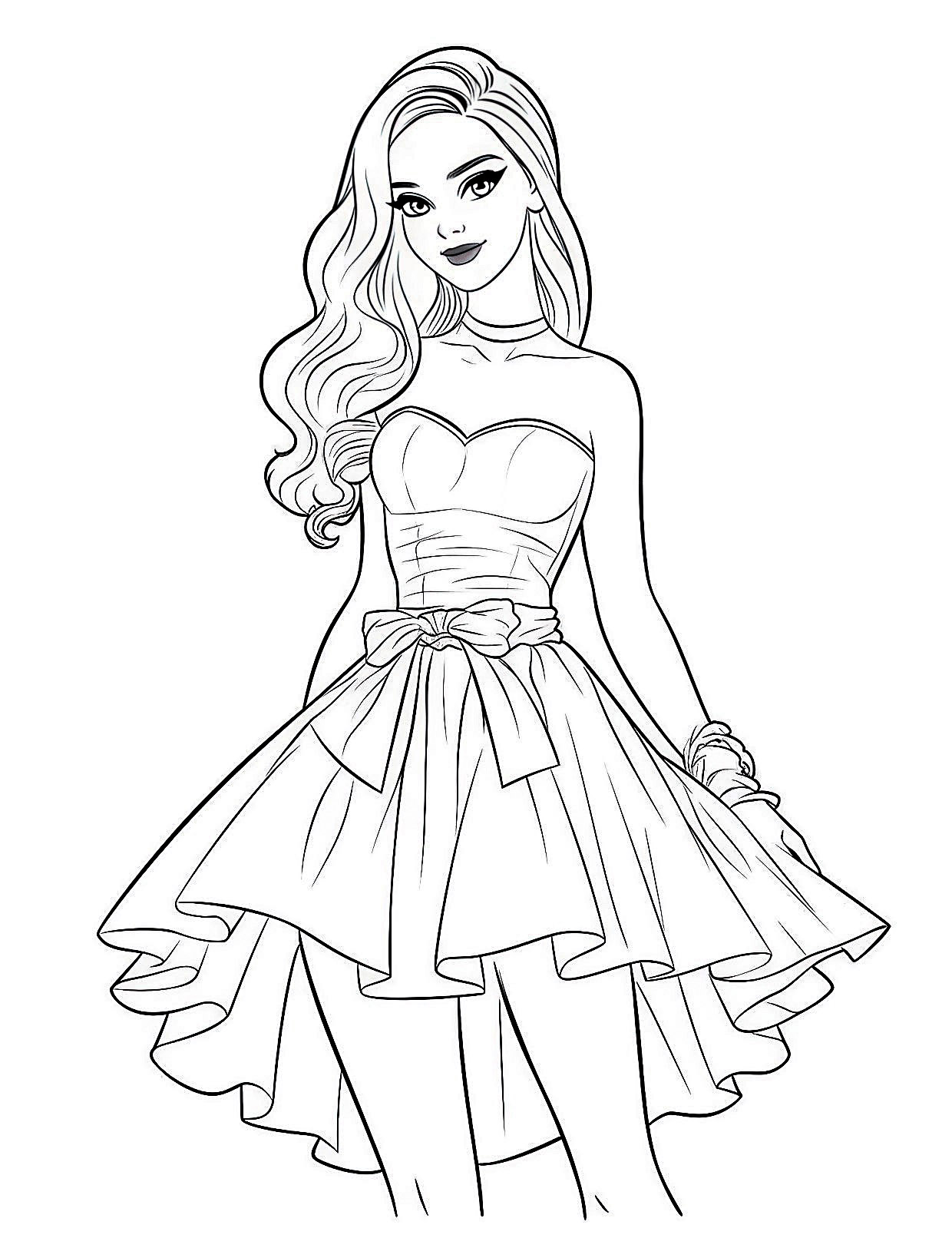 barbie coloring pages fashion dress