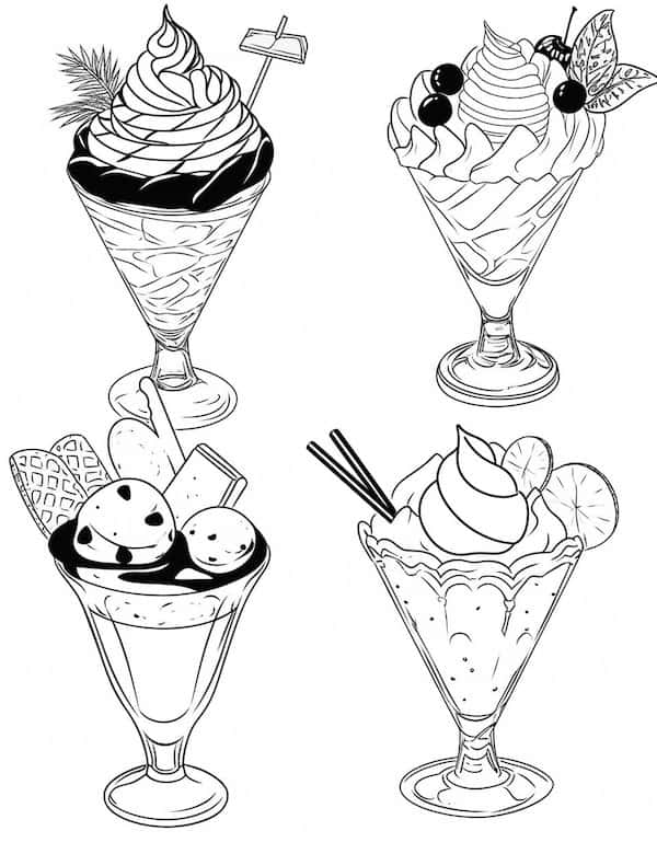 Four gelato coloring page